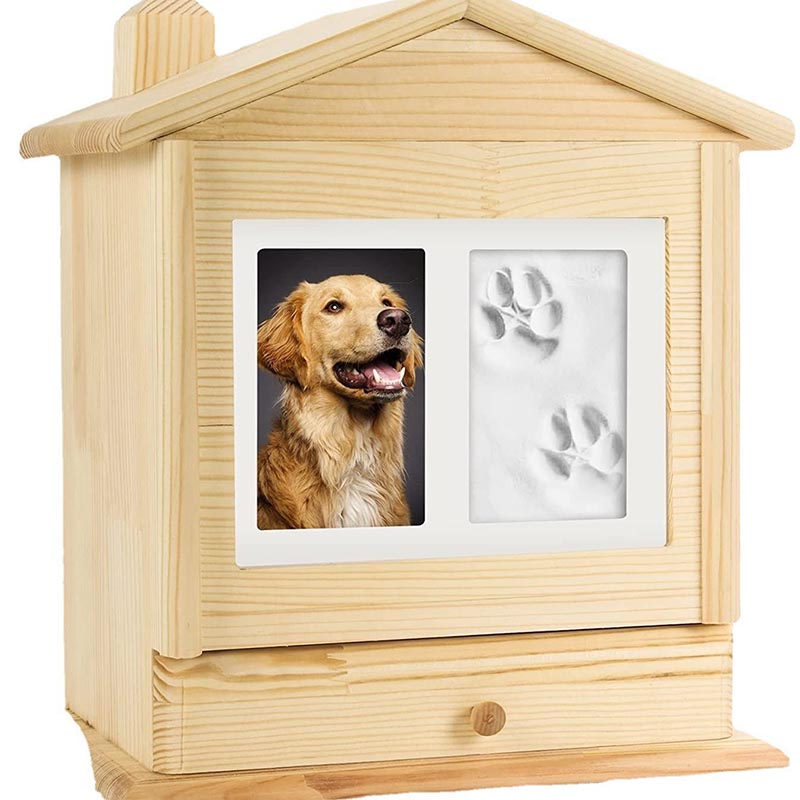 Pine Pet Wooden Urn na May Picture Frame